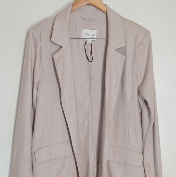 Stoosh Jackets & Blazers - Stoosh linen blend longline open front blazer women's size medium